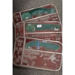 THREE VINTAGE CAST IRON GOLF COURSE HOLE NUMBER SIGNS