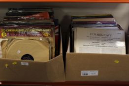 TWO TRAYS OF LP RECORDS TO INCLUDE CLASSICAL EXAMPLES