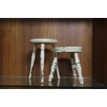 TWO VINTAGE MILKING STOOLS