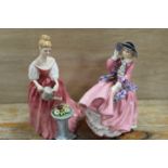 A ROYAL DOULTON FIGURINE 'TOP O' THE HILL' IN PINK COLOURWAY TOGETHER WITH ALEXANDRA ()