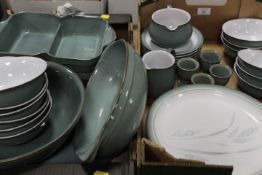 TWO TRAYS OF DENBY DINNERWARE