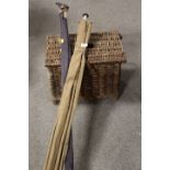 TWO VINTAGE FLY FISHING RODS AND A BASKET