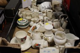 A TRAY OF ASSORTED CRESTEDWARE ETC