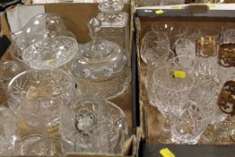 TWO TRAYS OF ASSORTED CUT GLASS AND CRYSTAL