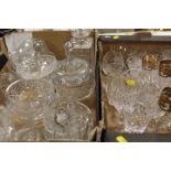 TWO TRAYS OF ASSORTED CUT GLASS AND CRYSTAL