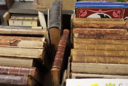 TWO TRAYS OF ANTIQUE BOOKS TO INCLUDE SEVERAL VOLUMES OF ALL THE YEAR ROUND A WEEKLY JOURNAL