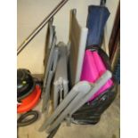 A HENRY VACUUM CLEANER TOGETHER WITH TWO FOLD-OUT CHAIRS, CAMPING SEAT AND POLYESTER SEAT AND