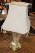 A GLASS STUART CRYSTAL TABLE LAMP