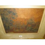 A GILT FRAMED AND GLAZED WATERCOLOUR ENTITLED BRIDGE END SIGNED LOWER LEFT BY WALTER ROSSITER ( 1871