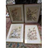 FOUR FRAMED AND GLAZED AUTUMNAL STUDIES SIGNED LOWER RIGHT GRACE HUMBER 1978