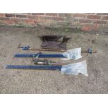 A SELECTION OF WOODWORKERS SASH CLAMPS AND A CAST IRON UNIVERSAL N04 MITRE CUTTER