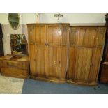 AN OAK GOTHIC THERE PIECE BEDROOM SUITE