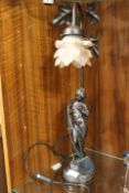 A BRONZE EFFECT FIGURAL TABLE LAMP