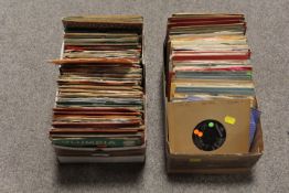 TWO SMALL TRAYS OF 7" SINGLE RECORDS TO INCLUDE SANDY SHAW, BEATLES MAGICAL MYSTERY TOUR GATEFOLD