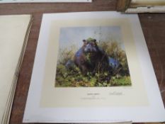 A LOOSE SIGNED LIMITED EDITION SMALL PRINT ENTITLED HAPPY HIPPO BY DAVID SHEPERD