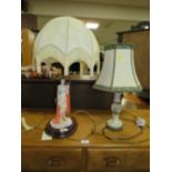 A COALPORT TABLE LAMP AND ONE OTHER