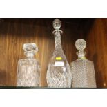 THREE CUT GLASS DECANTER