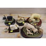 A SELECTION OF AYNSLEY AND OTHER PIG FIGURINES