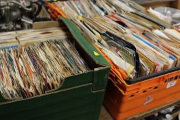 TWO TRAYS OF SINGLE RECORDS MAINLY 1960'S