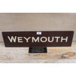 TWO VINTAGE WOODEN SIGNS - WEYMOUTH VERSO CANTERBURY AND HENRY RILEY BIRMINGHAM (2)