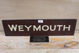 TWO VINTAGE WOODEN SIGNS - WEYMOUTH VERSO CANTERBURY AND HENRY RILEY BIRMINGHAM (2)