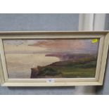 A SMALL FRAMED AND GLAZED WATERCOLOUR OF A COASTAL SCENE SIGNED LOWER RIGHT C R ASTON