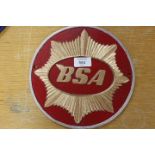 ***A BSA MOTORCYCLE PLAQUE IN RED**