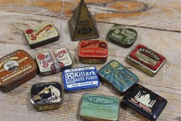 A BAG CONTAINING A SELECTION OF VINTAGE GRAMOPHONE NEEDLE TINS SOME WITH CONTENTS