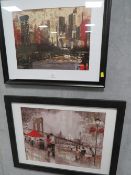 TWO MODERN FRAMED AND GLAZED IMPRESSIONISTS PRINTS OF NEW YORK