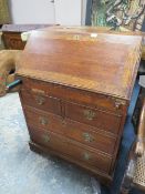 AN ANTIQUE OAK BUREAU WITH NICELY FITTED INTERIOR W-81 CM S/D ( FALL FRONT SEPARATE)