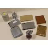 A SELECTION OF VINTAGE CIGARETTE CASES ETC TO INCLUDE AN UNUSUAL COMBINATION CIGARETTE CASE AND