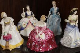 FIVE ROYAL DOULTON FIGURES TO INCLUDE VICTORIA HN2471, EMILY HN3688, CHRISTINE HN2792, YVONNE HN3038