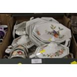 A TRAY OF JOHNSON BROTHER TEA AND DINNER WARE