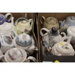 TWO TRAYS OF ASSORTED COLLECTABLE TEA POTS