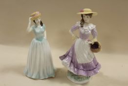 LIMITED EDITION ROYAL WORCESTER FIGURINE 'AUTUMN' TOGETHER WITH ROYAL DOULTON FIGURINE HAPPY