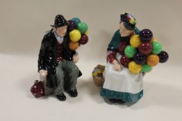 ROYAL DOULTON FIGURINE THE OLD BALLOON SELLER TOGETHER WITH THE BALLOON MAN