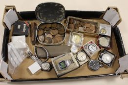 A SELECTION OF COLLECTABLE TO INCLUDE POCKET WATCHES, COINS, ETC