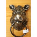 ***A BOAR HEAD WITH METAL RING**