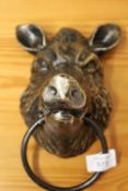 ***A BOAR HEAD WITH METAL RING**
