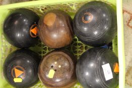 SIX ASSORTED LAWN BOWLS