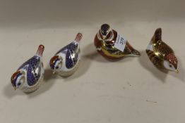 FOUR ROYAL CROWN DERBY BIRD PAPERWEIGHTS