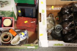 TWO TRAY OF TREEN AND COLLECTABLES