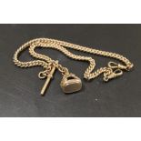 ANTIQUE ROLLED GOLD GENTS DOUBLE ALBERT POCKET WATCH CHAIN