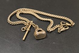ANTIQUE ROLLED GOLD GENTS DOUBLE ALBERT POCKET WATCH CHAIN