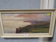 A SMALL FRAMED AND GLAZED WATERCOLOUR OF A COASTAL SCENE SIGNED LOWER RIGHT C R ASTON