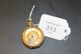 A HALLMARKED 18CT GOLD OPEN FACE MANUALLY WIND POCKET WATCH