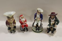 FOUR KEVIN FRANCIS TOBY JUG FIGURES TO INCLUDE DICK TURPIN AND LITTLE ROCKIN SANTA - CHRISTMAS 1994