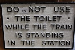 ***A CAST BLACK AND WHITE TOILET SIGN**