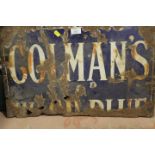 AN ORIGINAL BLUE ENAMEL COLMANS MUSTARD SIGN