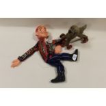 A VINTAGE TOY PUSH A LONG DOG TOGETHER WITH A VENTRILOQUISTS DUMMY (2)